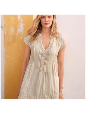 Free People x CP Shades Regina Linen Tunic Dress Mint Green Coastal Boho